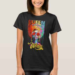 T-shirt Queens Est Né En Mai Anniversaire Pour Black Queen