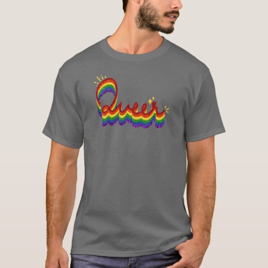 T-shirt Queer Parties scintillant Pride Arc-en-ciel (Devant)