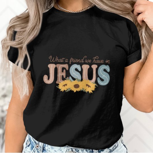 T-shirt Quel ami nous avons en Jésus-Tournesol Graphique