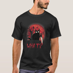 T-shirt Quel chat assassin tenant le couteau Drôle Hallow