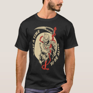 T-shirt Quel temps pour vivre la peur de la mort Squelette