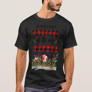 T-shirt Quelqu'Un M'Appelle Grandma Buffalo Plaid Flo