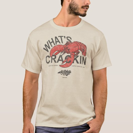 T-shirt Qu'est-ce que Crackin Lobster Outer Banks NC OBX V (Devant)