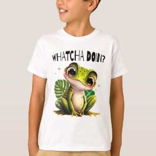 T-shirt Qu'est-ce que tu fais? Drôle de grenouille curieus