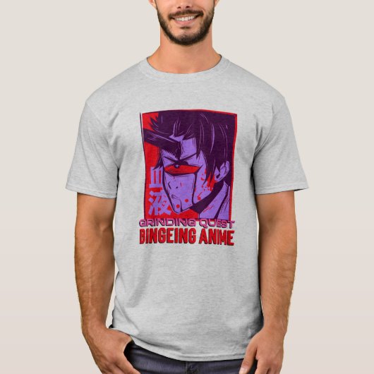 T-shirt Quête de grinding, bingeing d'anime (Devant)