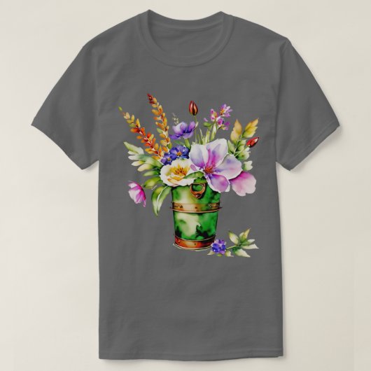 T-shirt Queue d'aquarelle remplie de fleurs de printemps (Design devant)