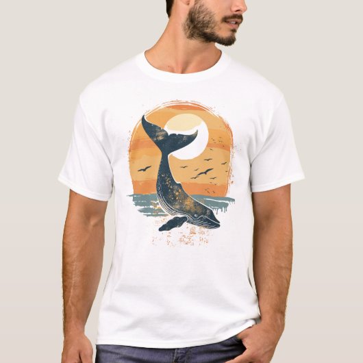 T-shirt Queue de baleine au coucher du soleil - Graphique (Devant)