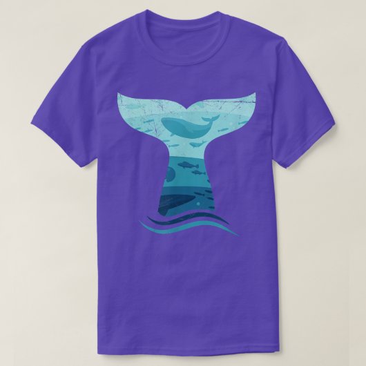 T-shirt Queue de baleines dans les vagues Orca Océan (Design devant)