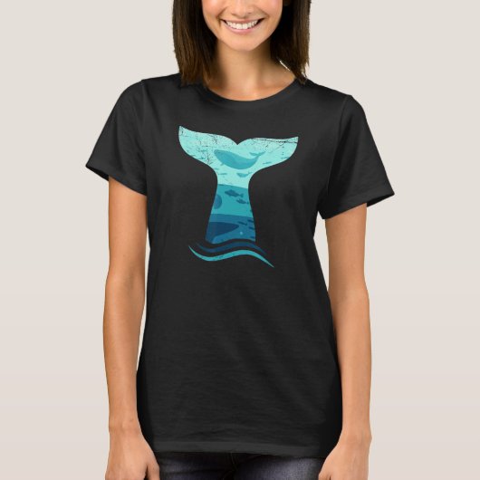 T-shirt Queue de baleines dans les vagues Orca tueur Whale (Devant)