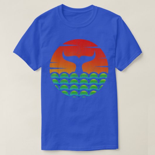 T-shirt Queue de baleines observation coucher du soleil (Design devant)