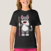 T-shirt Queue de billard de chat (Devant)