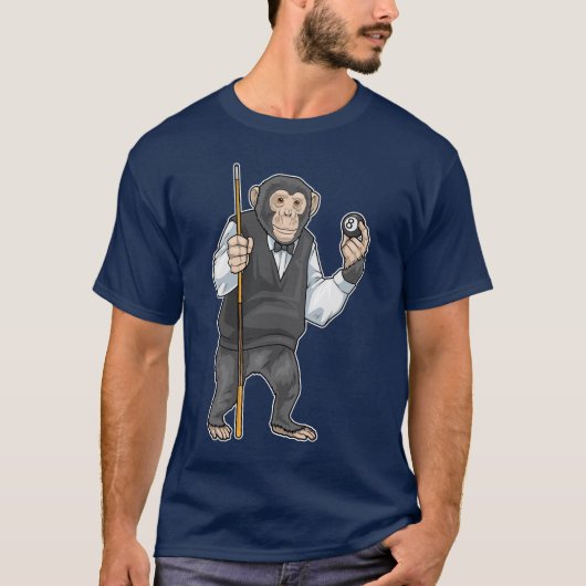 T-shirt Queue de billard singe Sports de billard (Devant)