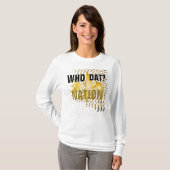 T-shirt Qui dat ? nation/coeur d'or accent noir (Devant entier)