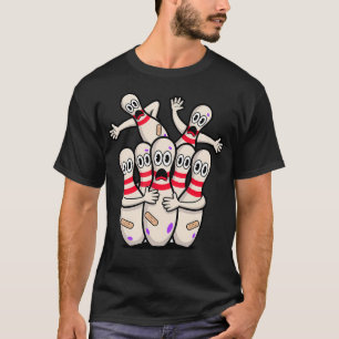 T-shirt Quilles de Bowling Drôles Cartoon Visages Effrayés