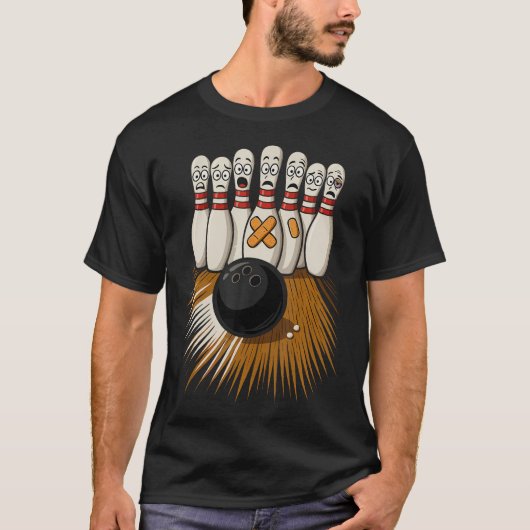 T-shirt Quilles de bowling effrayées drôles (Devant)