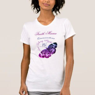 T-shirt Quinceañera 15 Prendre le papillon de vol