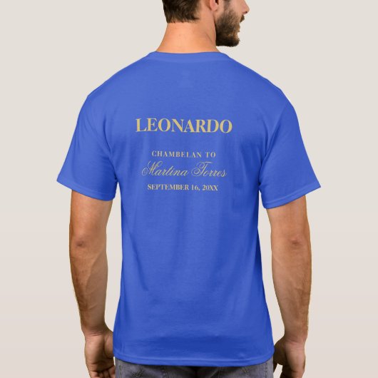 T-shirt Quinceanera Court Royal Blue Gold Custom Chambelan (Dos)