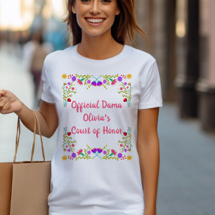 T-shirt Quinceanera Dama Fiesta mexicaine Floral Custom