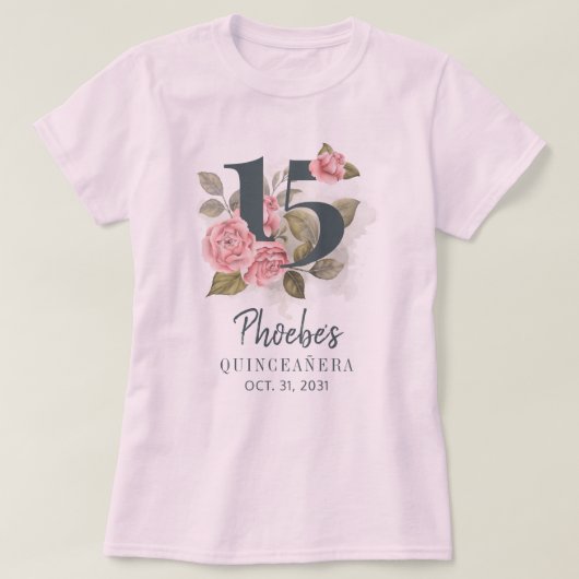 T-shirt Quinceanera Rustique Floral 15e anniversaire corre (Design devant)