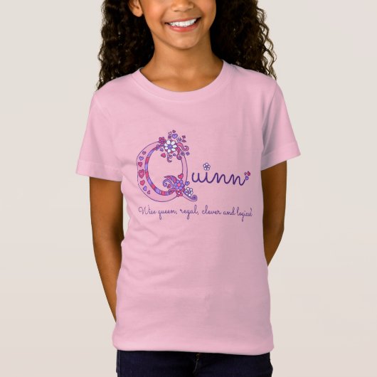 T-Shirt Quinn filles nom et sens Q monogramme (Devant)