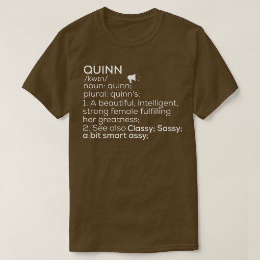 T-shirt Quinn Nom Quinn Définition Quinn Femme Nom Quin (Design devant)