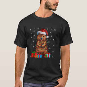 T-shirt Quokka Vileux Noël Lumières Santa Hat Quokka Noël