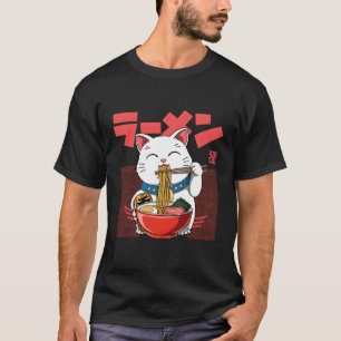 T-shirt Ra Luck Eki Neko Noodles de chat Kawaii