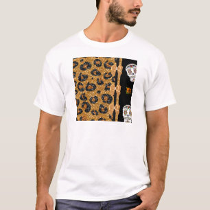 T-shirt RAB Rockabilly Gold Leopard Print Sugar Skulls
