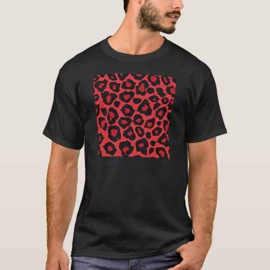 T-shirt RAB Rockabilly Imprimé Léopard Rouge Noir (Devant)