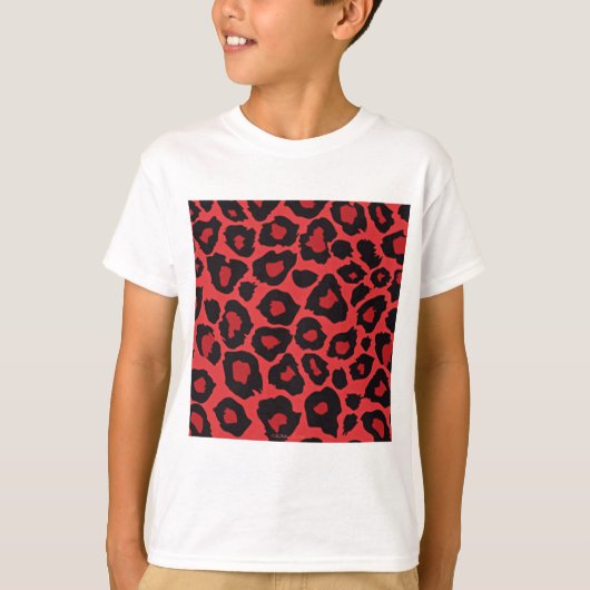 T-shirt RAB Rockabilly Imprimé Léopard Rouge Noir (Devant)