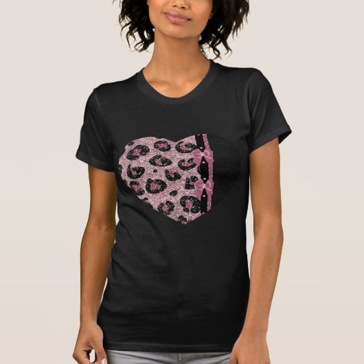 T-shirt RAB Rockabilly Pink Leopard Ribbon Bows (Devant)