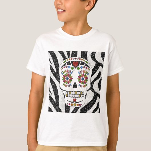 T-shirt RAB Rockabilly Sugar Skull on Zebra (Devant)