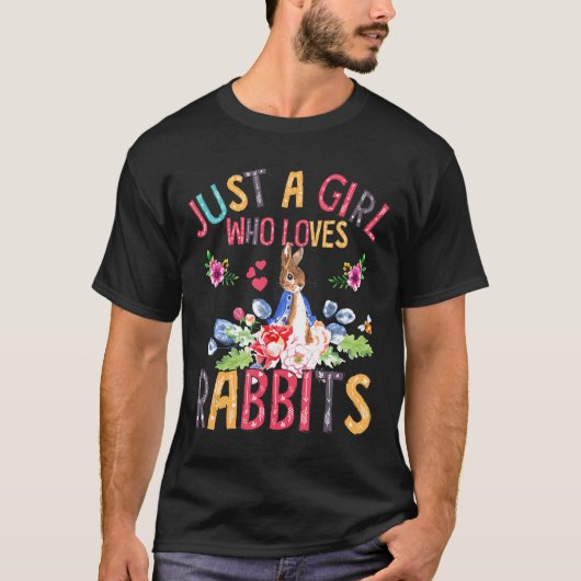 T-shirt Rabbin. Juste une fille qui aime les lapins (Devant)