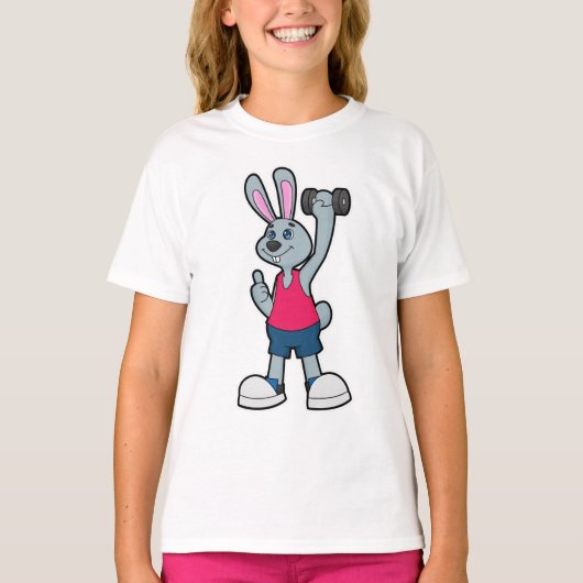 T-shirt Rabbit à Fitness avec Dumbbell (Devant)