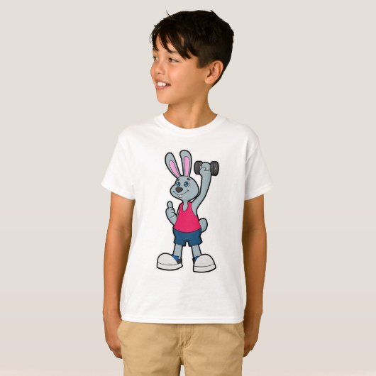 T-shirt Rabbit à Fitness avec Dumbbell (Devant entier)