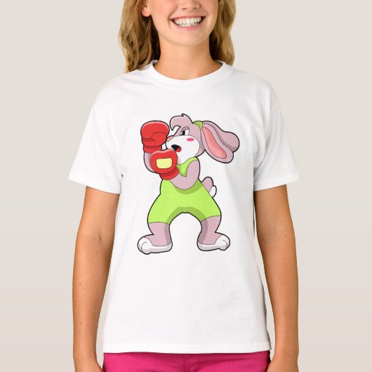 T-shirt Rabbit à la boxe avec gants de boxe (Devant)