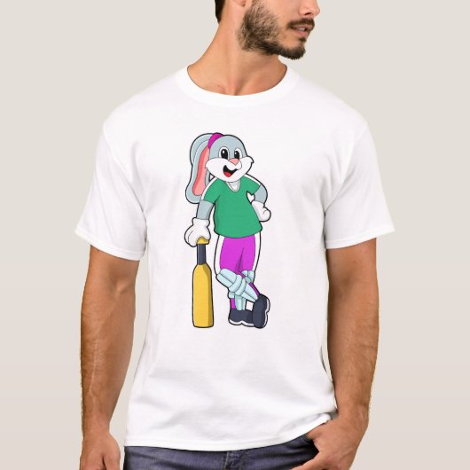 T-shirt Rabbit au cricket avec chauve-souris de cricket (Devant)