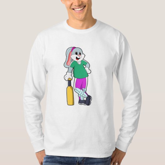 T-shirt Rabbit au cricket avec chauve-souris de cricket (Devant)