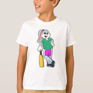 T-shirt Rabbit au cricket avec chauve-souris de cricket