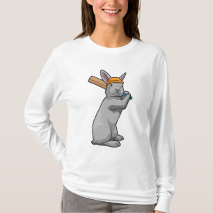 T-shirt Rabbit au cricket avec chauve-souris de cricket