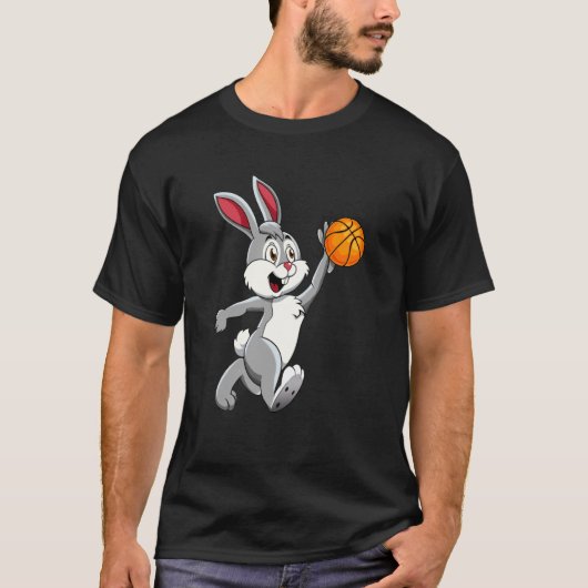 T-shirt Rabbit Basketball Dunk Joyeux Garçons De Pâques Ho (Devant)