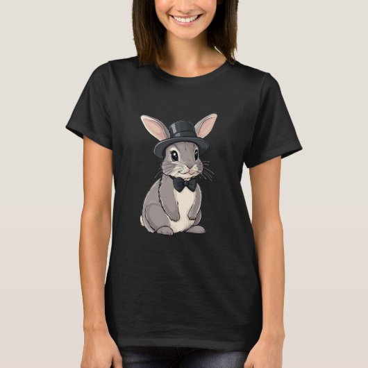 T-shirt Rabbit Bunny Wearing A Hat And Bowtie (Devant)