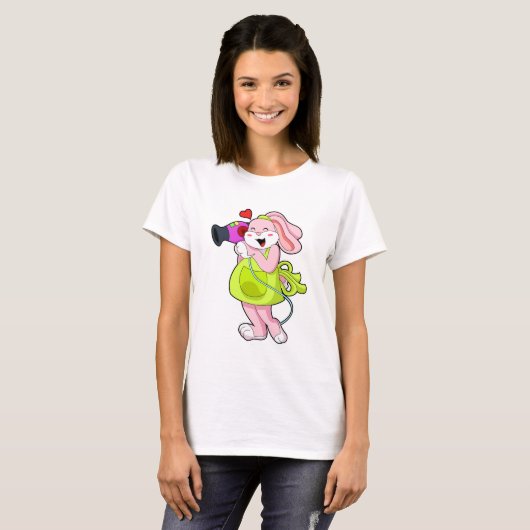 T-shirt Rabbit comme coiffeur avec sèche-cheveux (Devant entier)