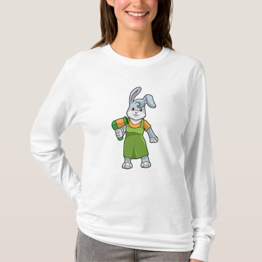 T-shirt Rabbit comme coiffeur avec sèche-cheveux (Devant)