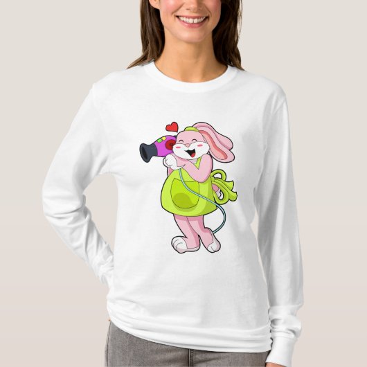 T-shirt Rabbit comme coiffeur avec sèche-cheveux (Devant)