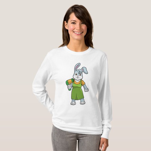 T-shirt Rabbit comme coiffeur avec sèche-cheveux (Devant entier)