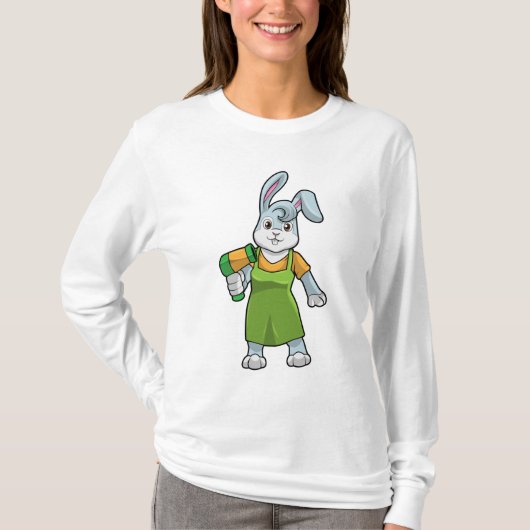 T-shirt Rabbit comme coiffeur avec sèche-cheveux (Devant)