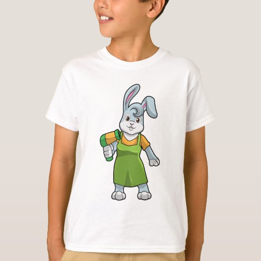 T-shirt Rabbit comme coiffeur avec sèche-cheveux (Devant)