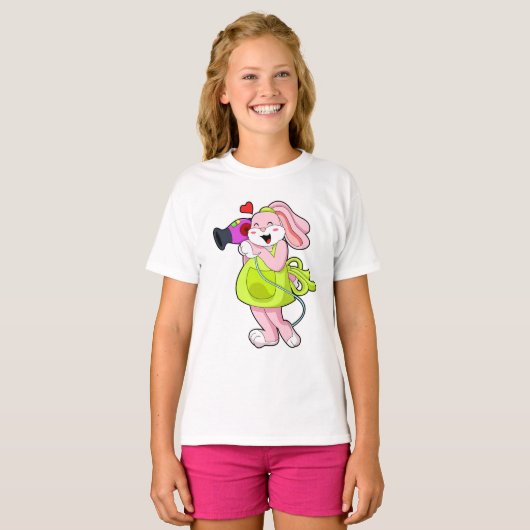 T-shirt Rabbit comme coiffeur avec sèche-cheveux (Devant entier)