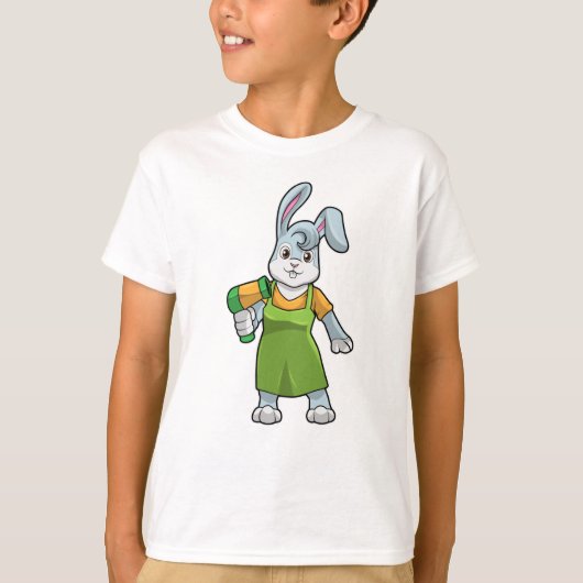 T-shirt Rabbit comme coiffeur avec sèche-cheveux (Devant)